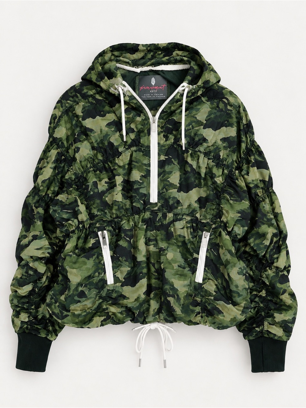 FREE PEOPLE MOVEMENT HAPPY CAMPER JACKET CAMO PATTERN  XS